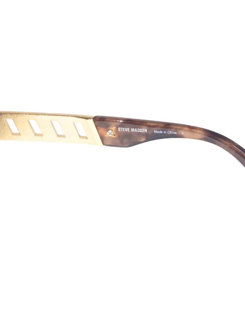 WOMEN'S STEVE MADDEN BROWN & TAN RECTANGLE FRAME SUNGLASSES W/GOLD MONOGRAM - Picture 5 of 5